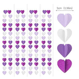 Purple White Lavender Party-Decorations Heart-Garland - 39Ft 3D Women Girl Birthday Supplies Hanging Paper Streamers Banner,Baby Bridal Shower Wedding Engagement Bachelorette Graduation Decor