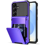 Wallet Case For Samsung Galaxy S25 6.2'' Purple, 3-5 Credit Cards Holder, Slot Flip Cover Back Pocket, Dual Layer Protective Hard Shell+Soft Tpu Rubber Inner, Bumper Armor, Non-Slip, Men Women