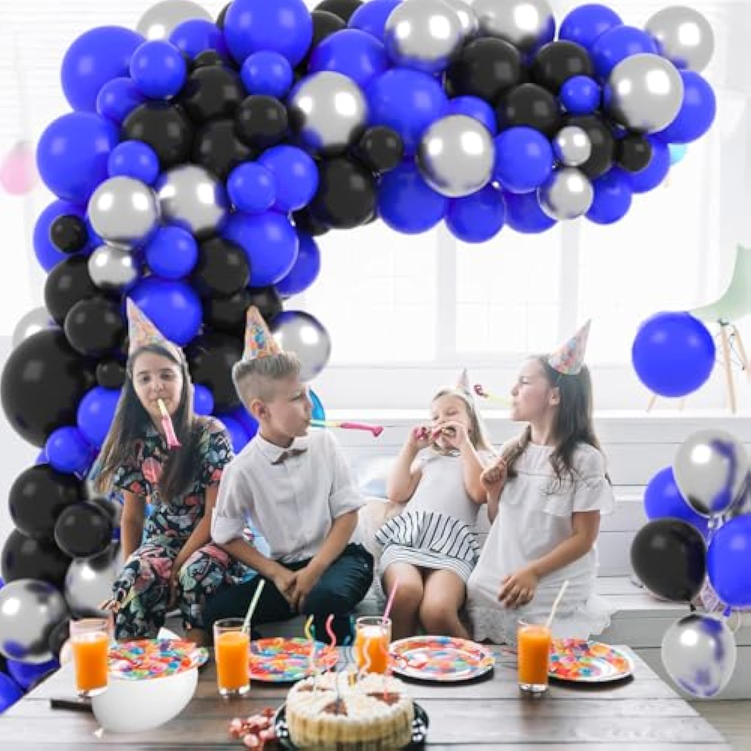 Royal Blue Black Silver Balloon Garland Arch Kit - 121Pcs Royal Blue A