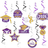 Graduation Decorations Purple Gold 2026/Purple Gold Graduation Party Decorations Nyu Hanging Swirls Class Of 2026 Purple For Isu Grad Party