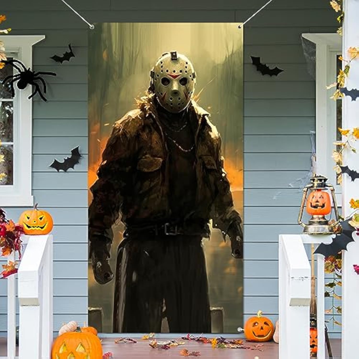 Halloween Decorations Outdoor Scary Halloween Door Cover With Horror Movie Character Killer Party Supplies Door Banner