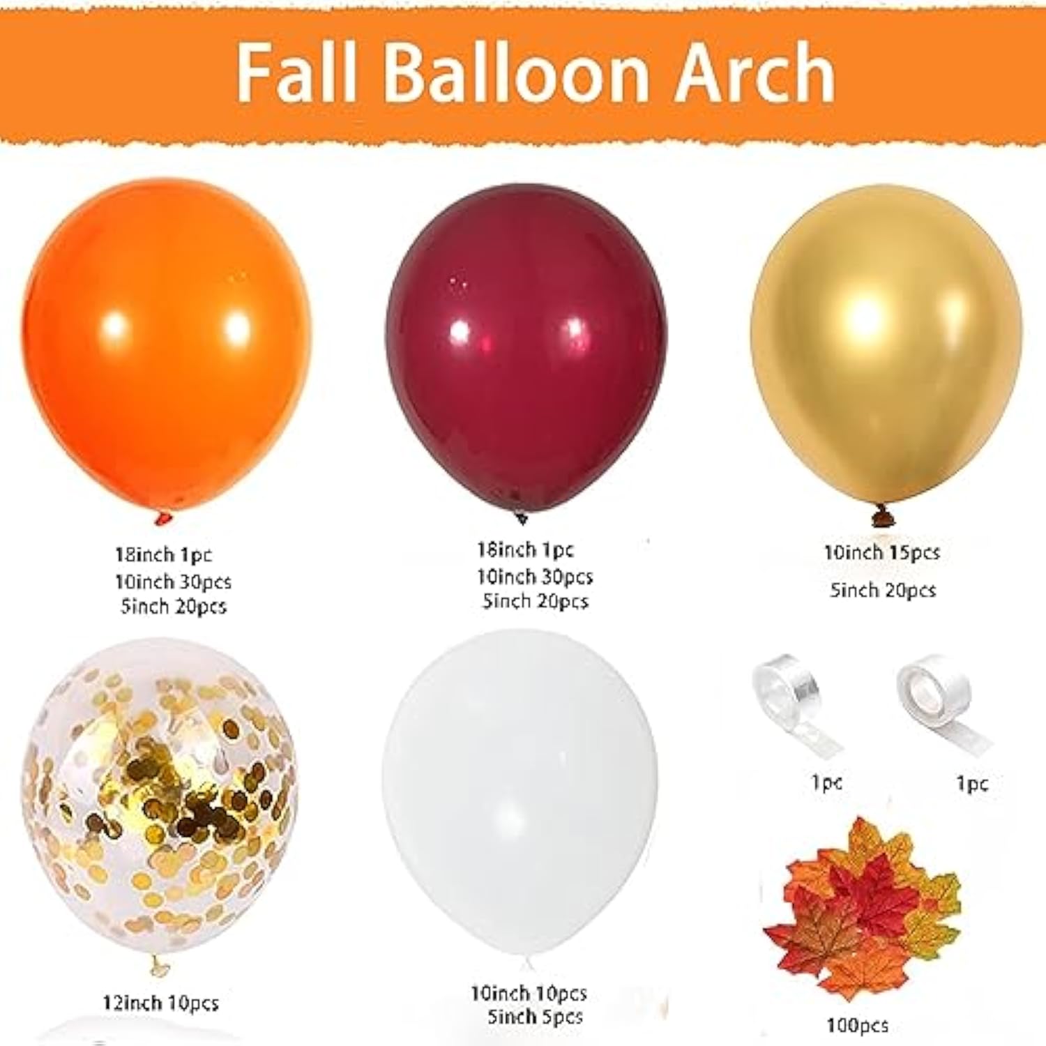 Fall Balloon Garland Kit: Orange, Gold & Burgundy - Thanksgiving Decor