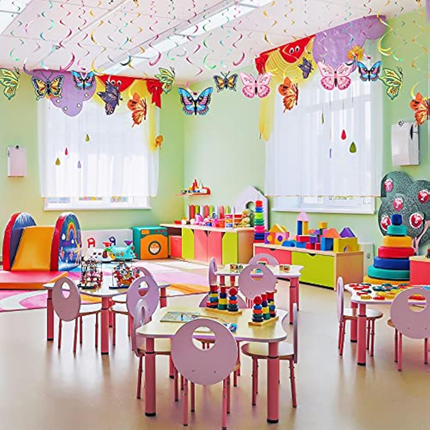 36 Pcs Spring Butterfly Party Decoration Hanging Swirl Streamer Hanging Ceiling Large Paper Butterfly Decoration For Spring Easter Vbs Wedding Home Garden Girl Birthday Baby Shower Tea Party
