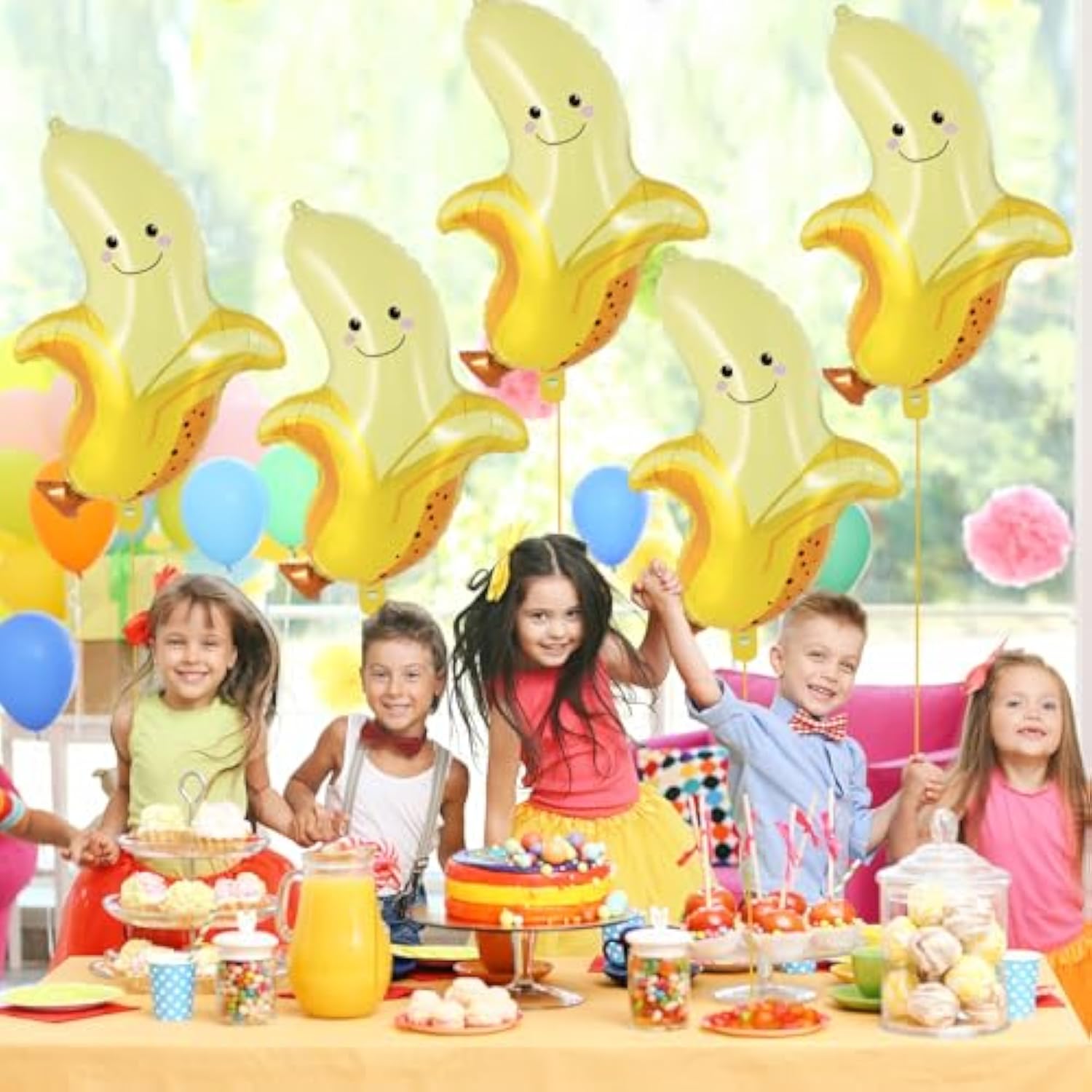6 Pcs 28" Banana Foil Balloons Cute Fruit Mylar for Themed Parties & Showers