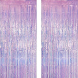 Iridescent Purple Tinsel Foil Fringe Curtain, 3.2 X 6.5 Ft, Fairy Party Streamers, 2 Packs