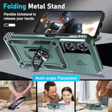 Compatible With Moto G 5G 2025 Case Built In Slide Camera Lens Cover+Screen Protector+Finger Ring Holder Kickstand,Heavy Duty Shockproof Full Body Protective Phone Cover,Dark Green