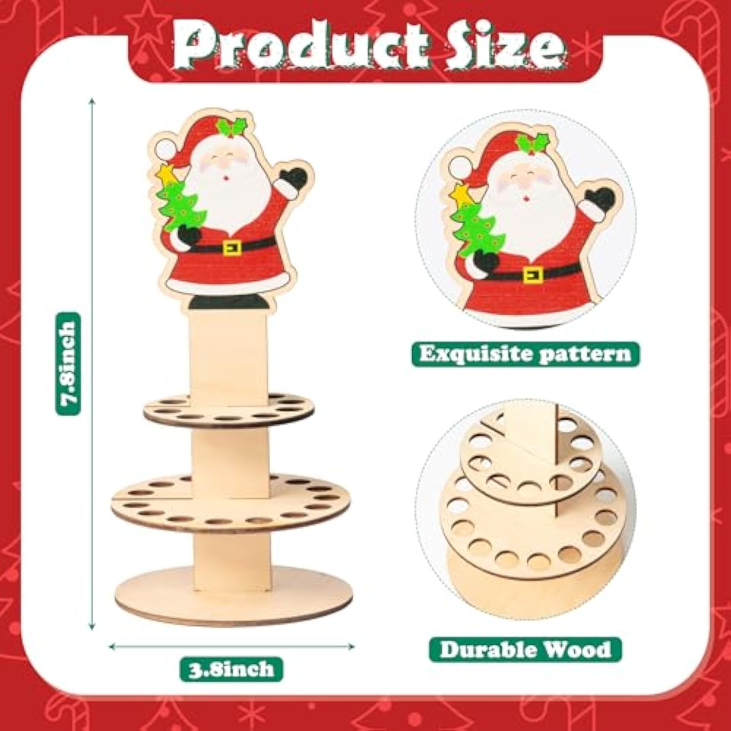 3Pcs Christmas Unique Money Holder For Cash Gift, Merry Christmas Money Cake Wooden Cash Holders With 25 Holes, Xmas Cake Decoration Card For Party Decor Supplies