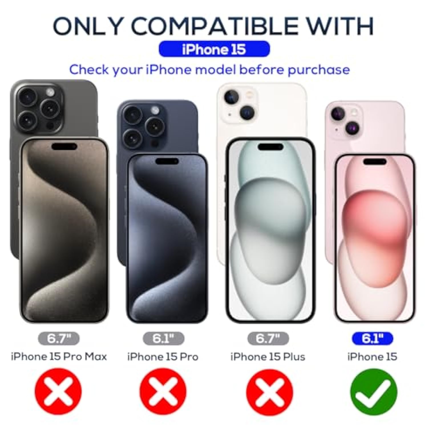 Screen Protector For Iphone 15 [6.1 Inch],2 Pcs Colorless Anti-Blue Light Tempered Glass Films,Hd Clear, 9H Hardness, No Bubbles, Case Friendly With 2 Pcs Camera Lens Protector