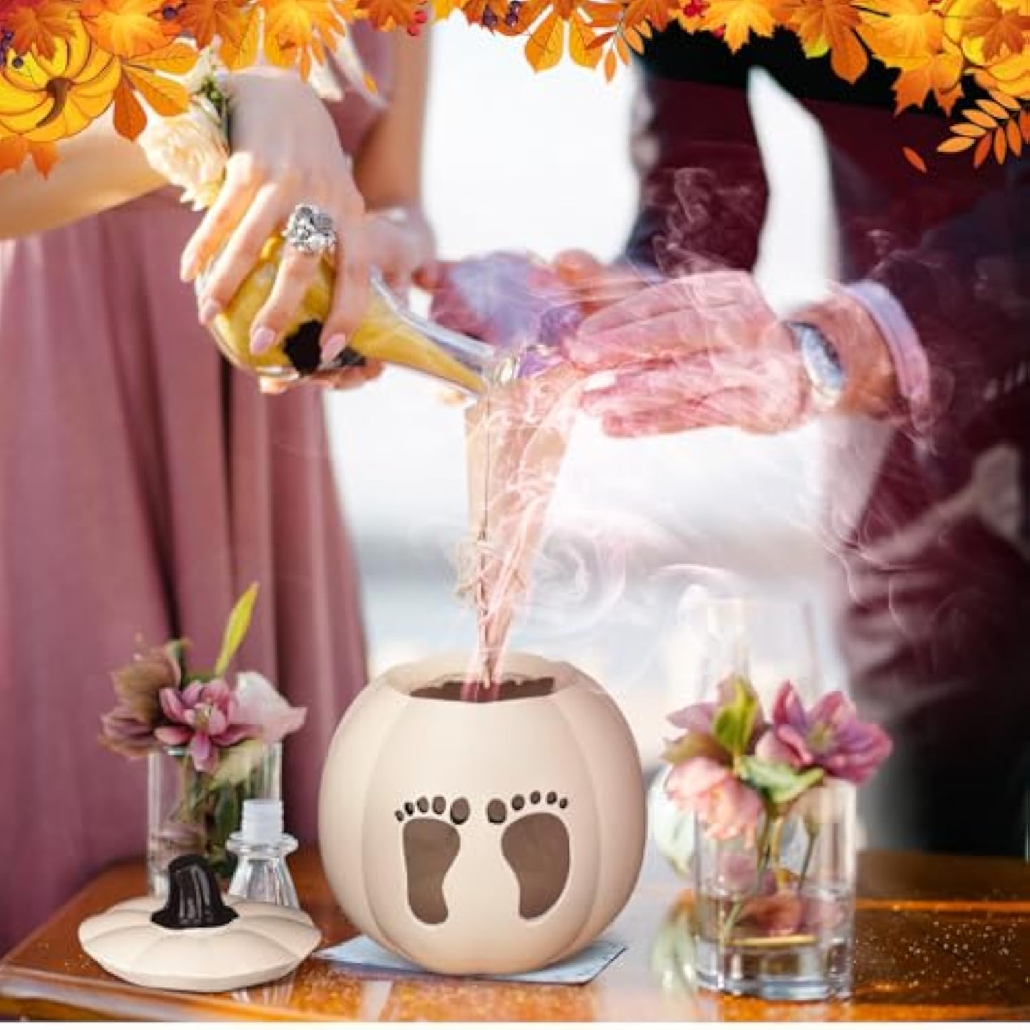 Gender Reveal Pumpkin Decoration 7.9 Inch Fall Pumpkin Baby Shower Table Centerpieces He Or She Gender Reveal Table Centerpieces For Autumn Thanksgiving Baby Shower Birthday Party Supplies