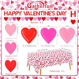 Valentine'S Day Party Supplies Set For 48 Guests - Romantic Heart-Shaped Disposable Plates & Napkins With Love-Themed Plastic Tablecloth & Banner - Valentines Day Party Decorations