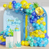 147Pcs Cartoon Sponge Balloon Arch Kit - Birthday Decorations With Yellow, Blue, Clear, Metallic, Teal Balloons And Pineapple Balloon For Cartoon Birthday Party Baby Shower