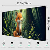 Adorable Fox Gaming Mouse Pad, Large Office Desktop Mousepad For Computer Laptop, Extended Work Desk Mat With Anti-Slip Base, Decorative Desk Pad 31.5×11.8 In (Cute Fox In Forest)