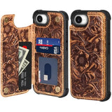 Brown Real Leather Wallet Case Compatible with iPhone 16e/17e 6.1 Inch