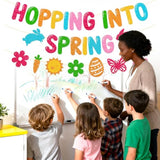Hopping Into Spring Banner School Classroom Spring Party Decorations For Student Children Teacher Celebrating Happy Spring Party Supplies