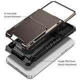 Compatible With Iphone 12 Pro Max Case 5G Wallet 4-Card Slot Credit Card Holder Flip Hidden Pocket Dual Layer Hybrid Tpu Bumper Armor Protective Hard Shell Back Cover Gun Metal