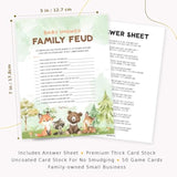 50 Baby Shower Family Feud Game Cards, Woodland Baby Shower Games Activity For Girl Or Boy, Gender Neutral, Woodland Theme