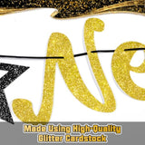 Glitter Black Gold 2026 Happy New Year Banner for Party Decorations