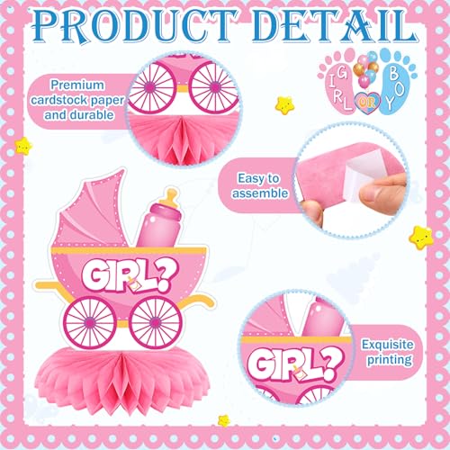 12 Pcs Gender Reveal Decorations - Boy or Girl Honeycomb Centerpieces for Table, Pink Blue Gender Reveal Table Decorations for Baby Shower, Pregnancy Announcement Party Supplies