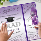 Purple Graduation Party Decorations, 2Pcs Class Of 2025 Congratulations Graduates Alternative Signature Guest Book For Men Women Happy Graduation Gifts Congrats Grad Party Signing Card Board