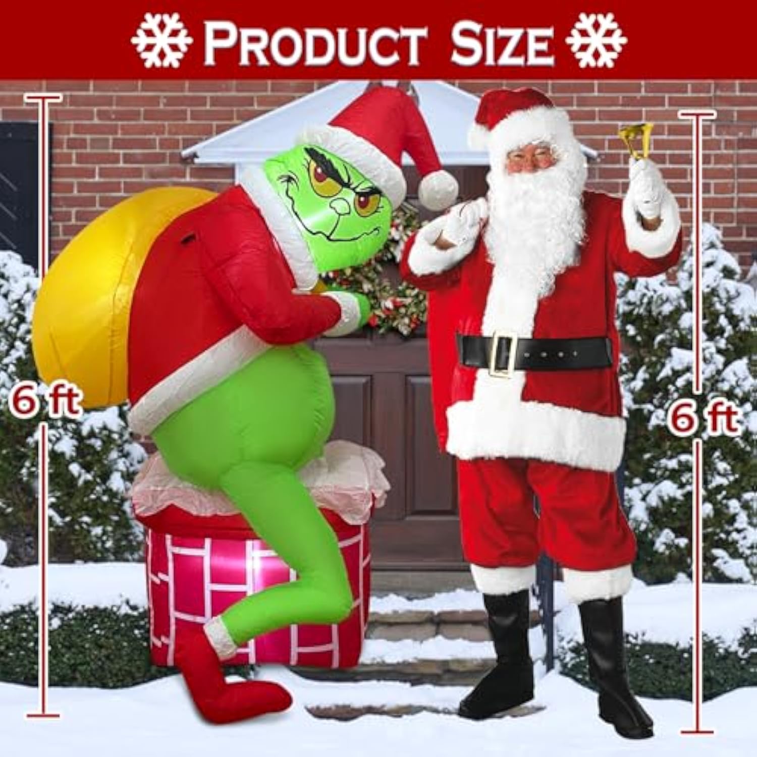 Christmas Inflatable G R In. Ch, Green Santa Chimney Inflatables Outdoor Decor, Blow Up Yard Decorations With Led Light,