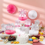12 Pcs Winter ONEderland 1st Bday Centerpieces Pink Snowflake