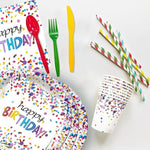 Confetti Birthday Party Supplies, Confetti Sprinkles Decorations Tableware, Plates, Napkins, Cups, Cutlery, Tablecloth, Happy Birthday Confetti Theme Table Decorations Dinnerware | Serve 24