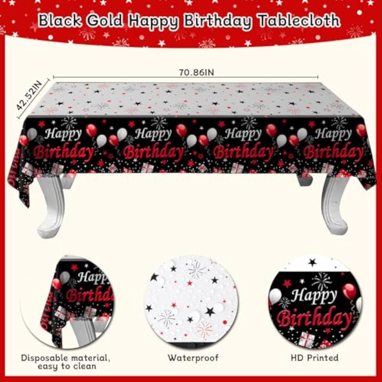 16Th Birthday Decorations For Boys & Girls, 84 Pcs Red Black 16Th Party Decorations, Birthday Party Supplie With Banner, Fringe Backdrop, Foil Star Balloons, Hanging Swirls, Tablecloth Garland Arch