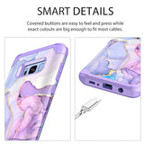 For Galaxy S8 Case,Marble Design Three Layer Heavy Duty Shockproof Hard Plastic Bumper +Soft Silicone Rubber Protective Case For Samsung Galaxy S8,Purple