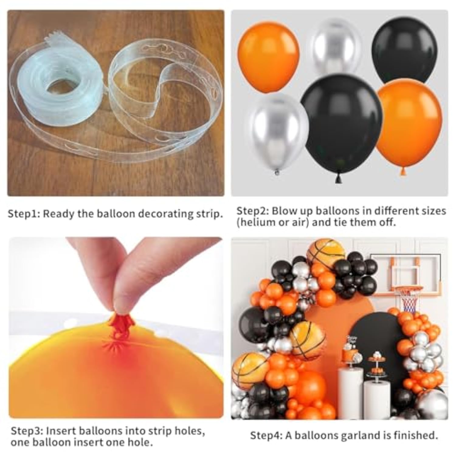 Basketball Balloons Garland Kit – Orange Black Silver Metallic Balloons With Basketball Foil Balloons For Sports Theme Birthday Party Decorations