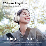 Headphones Wireless Over Ear , 70 Hours Playtime Bluetooth Headphones Built-in Microphone, Foldable Lightweight Headset with Bluetooth 5.4, HiFi