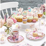 48Pcs Tea Party Paper Cupcake Toppers, Floral Tea Time Tea Party Decorations, Afternoon Tea Themed Birthday Party Cake Picks For Baby Shower Princess Birthday Party Wedding Favors
