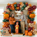 Fall Thanksgiving Balloon Arch Kit Sage Green Red Orange with Maple Leaf for Baby Shower