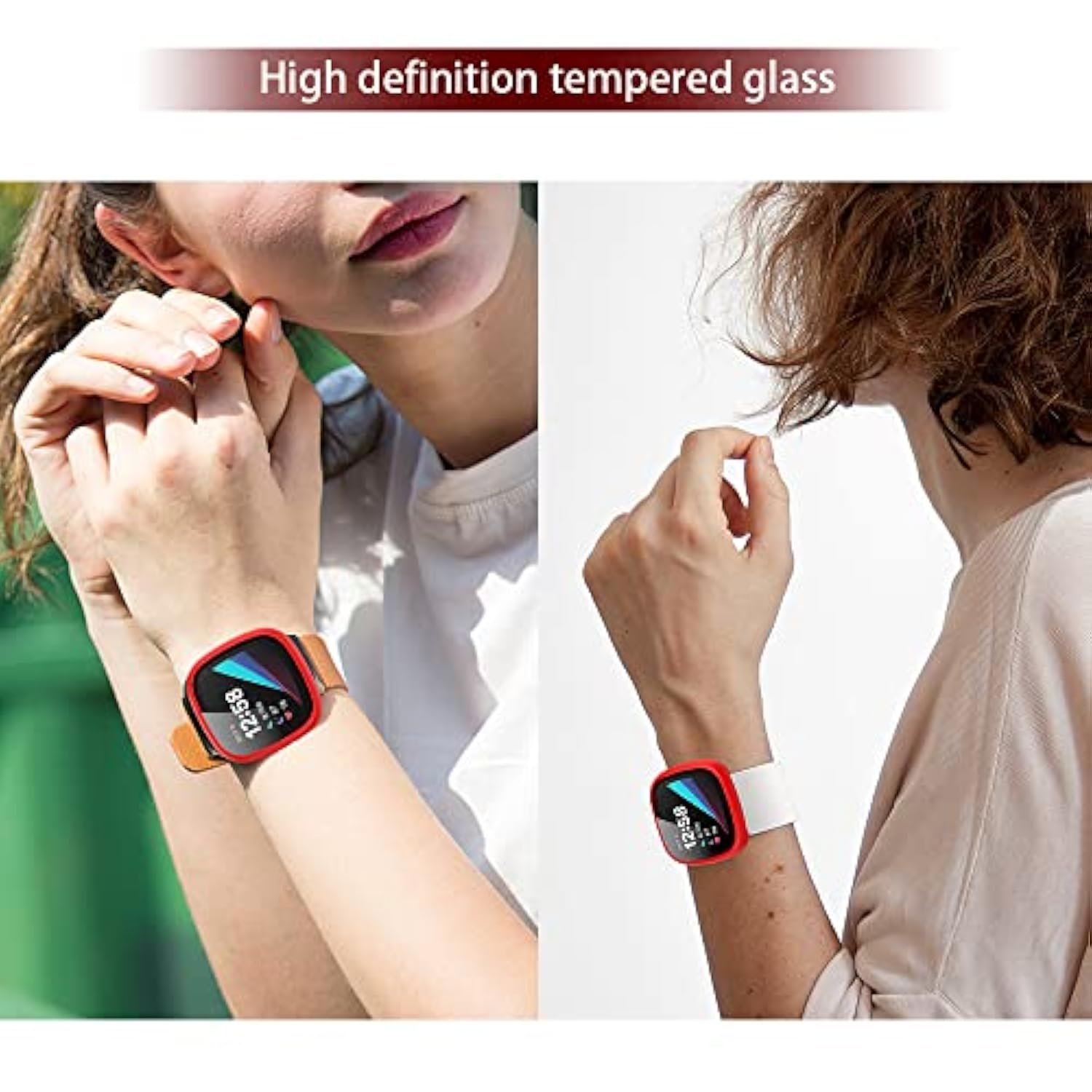 8-Packs Case Cover Compatible With Fitbit Versa 3/Sense Fitness Tracker,Hard Pc Plated Bumper&Tempered Glass Screen Protector Cases Anti-Scratch Protective Shell Smartwatch Accessory