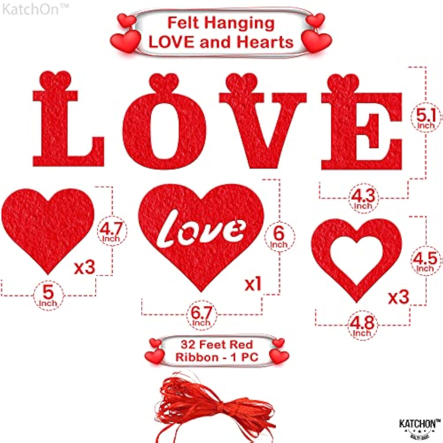 Felt Valentines Day Hanging Decorations - Valentines Day Tree Decorati