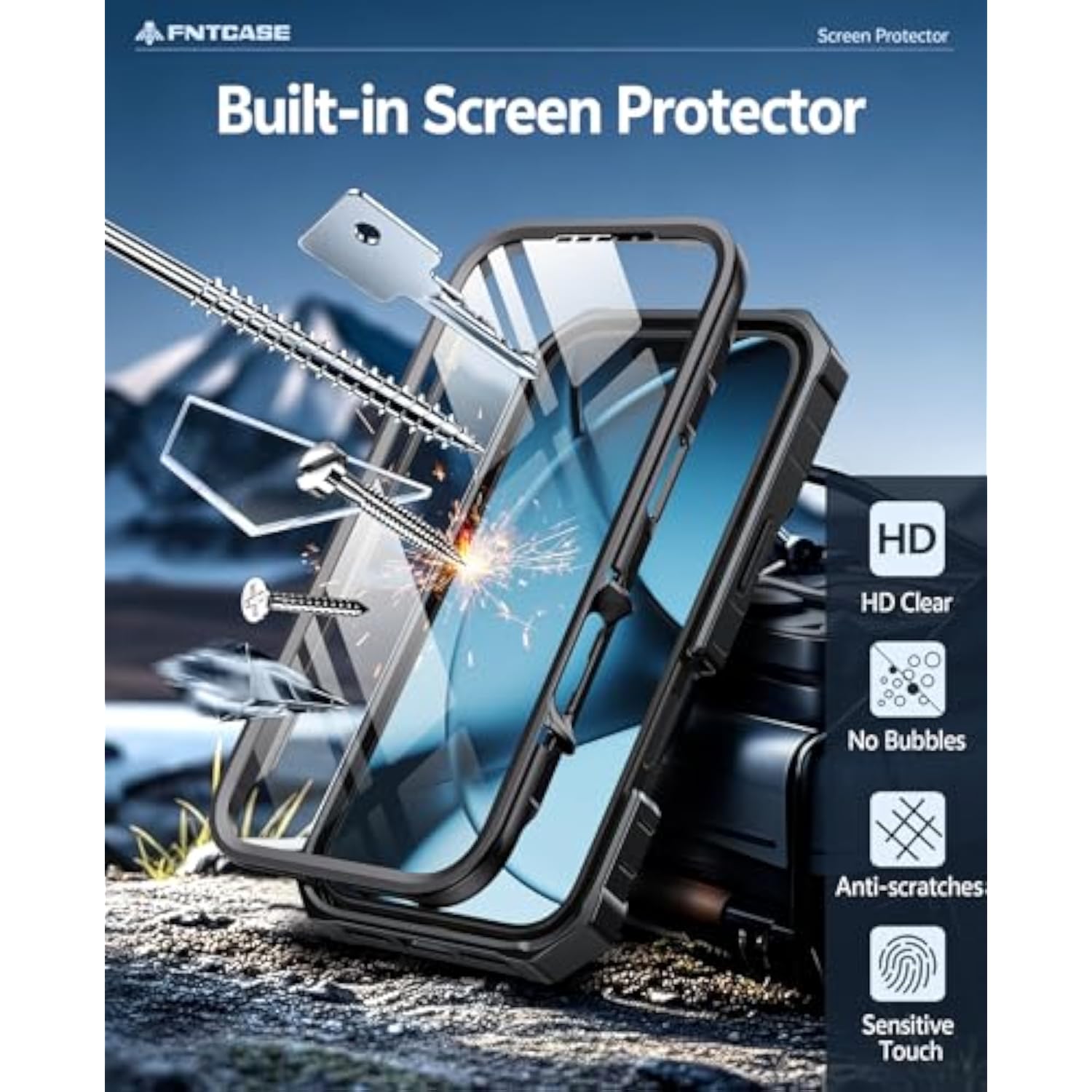 iPhone 17 Pro Max Premium Case with Built-in Screen Protector Kickstand