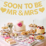 Engagement Bridal Shower Decor "Soon to Be Mr & Mrs" Banner & Diamond Ring Swirls