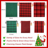Big Fabric Christmas Gift Bags 20X15 15X12Inch, 6Pcs Cotton Gift Wrapping Sacks Cloth Pouches For Xmas Presents Party Favor