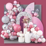 Dusty Pink Party Pack - 140 Pc Balloon Decoration Kit With Pastel Peach & Light Pink Balloons For Birthday, Baby Shower, Wedding
