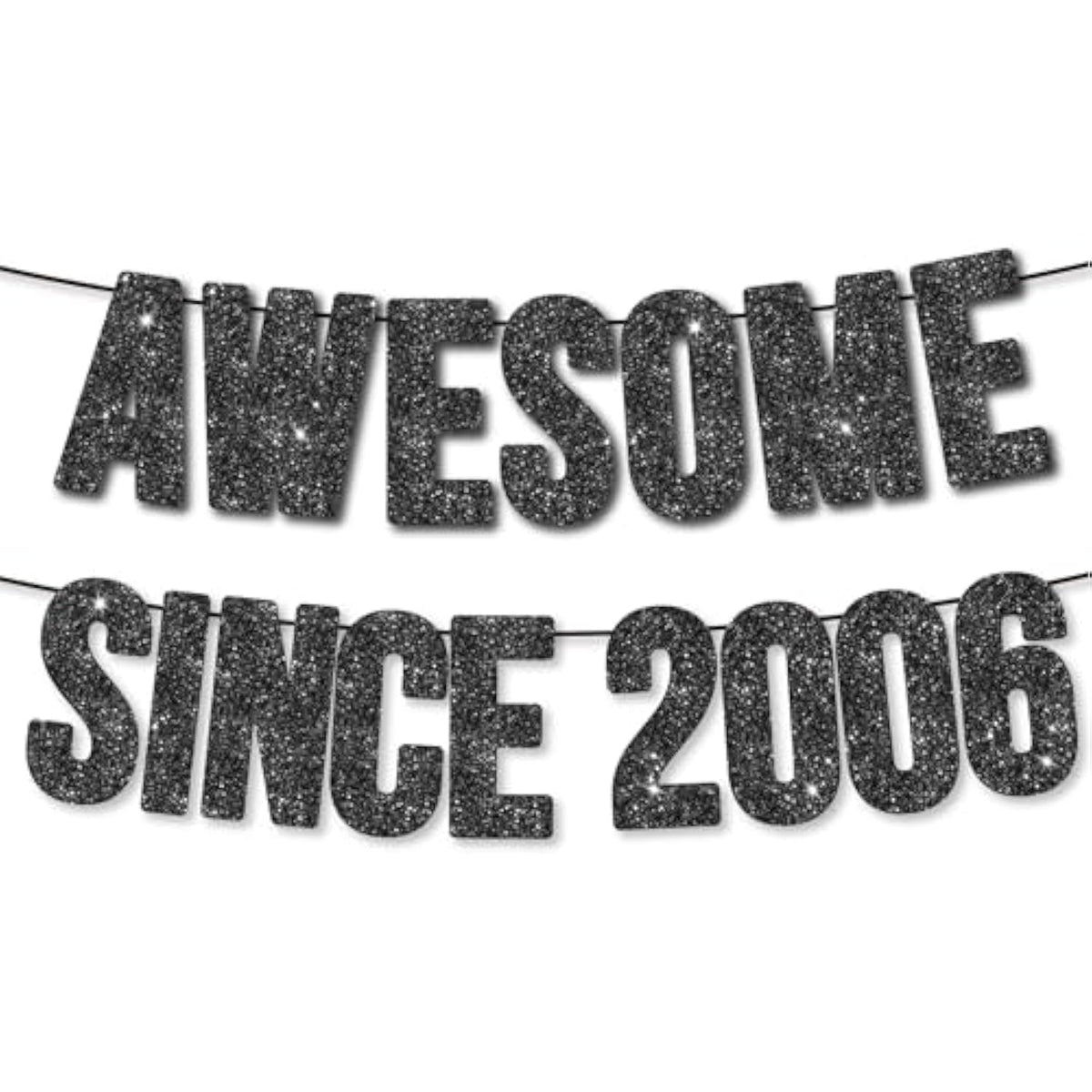 Pre-Strung Awesome Since 2006 Banner For 19Th Birthday Party Decoration,Happy 19Th Men Women Birthday Party Banner,Handmade - Black