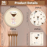 Espresso Martini Birthday Decor - 96Pcs A Tiny Bit Older Paper Plates And Napkins, Disposable Tableware Decoration Espresso Martini Bar Themed Forks Supplies, Serve 24