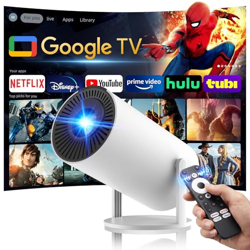 [320Ansi/Google Store/Voice Control] Smart Projector With Wifi And Bluetooth, 10,000+ Apps, 4K Uhd Home Theater Portable Mini Movie Projector, Indoor & Outdoor Use [180° & Netflix-Compatible]