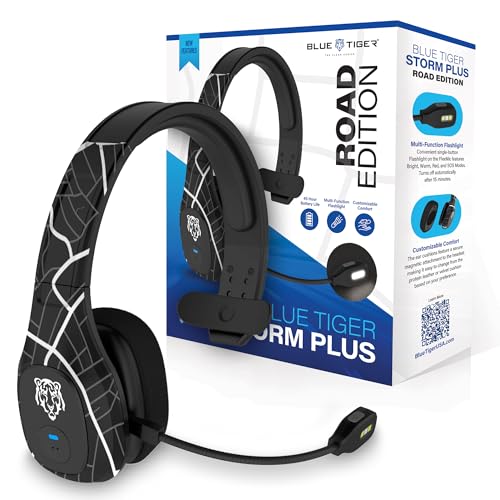Storm Plus Road Edition-Premium Trucker Bluetooth 5.2 Headset-Wireless Noise Canceling Mono Headset with Mic-High-Fidelity Sound,45-Hour Talk Time,