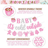 Baby It's Cold Outside Winter Baby Shower Banner Pink Glitter Decor