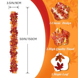 Fall Maple Leaves Garland Decorations,50Ft Glitter Tinsel Leaf Thanksgiving Decor For Tree Autumn Mantle Bedroom Office Classroom Party Indoor Outdoor Holiday Home Orange