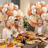 Fall Balloons 60Pcs 12Inch Orange Nude Sand White Gold Confetti Balloons for Thanksgiving Decor