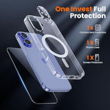 3 In 1 For Iphone 16 Case Clear With Magsafe, Not Yellowing, Screen Protector*1 Camera Lens Protector*1, Military-Grade Protection For Iphone 16 Phone Case 6.1 Inch Clear