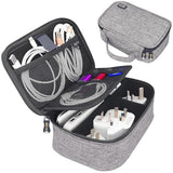 Travel Electronics Organizer Small Carrying Case For Cables Phone Chargers Usb Plugs Power Cords Earbuds Adapter Tech Accessories Pouch -Grey