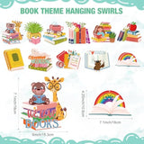 22 Pcs Books Hanging Swirls Decorations Reading Party Garlands Banner Ceiling Book Themed Wall Ornament For Birthday Baby Shower Library School Club Celebrating Events Supplies Decor