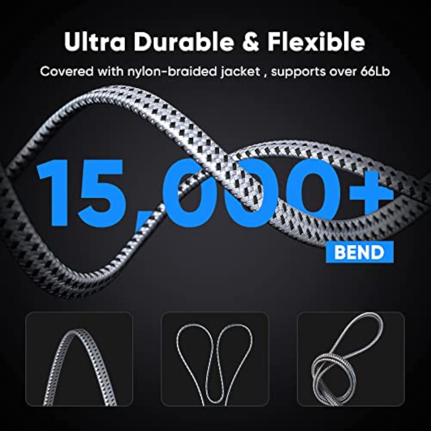 Cat 8 Ethernet Cable 100 Ft, Nylon Braided High Speed Cat8 Network Lan Patch C