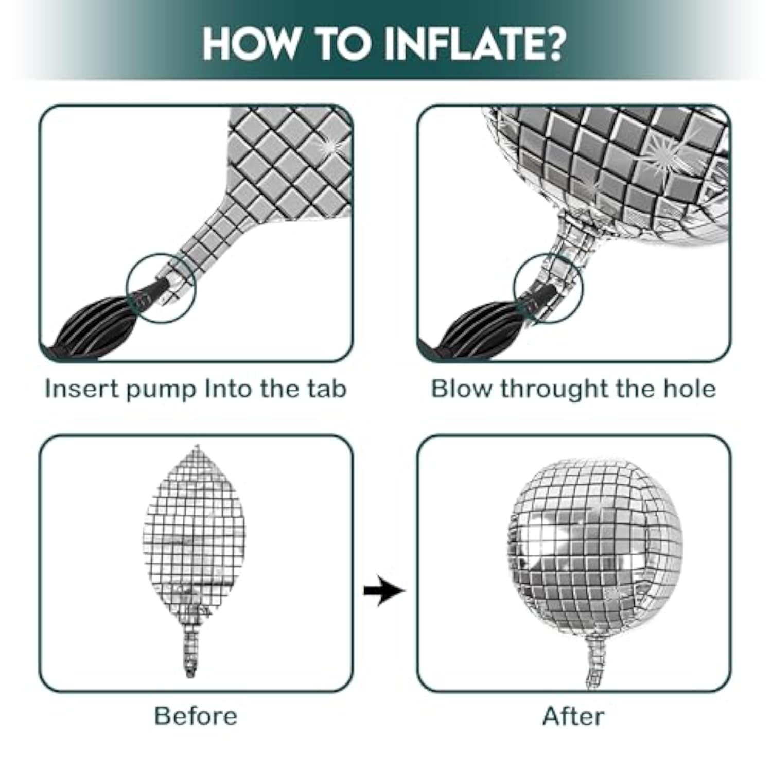 14pcs Inflatable Disco Ball Balloons — 22" Silver Mylar with Star Balloons & Party Supplies